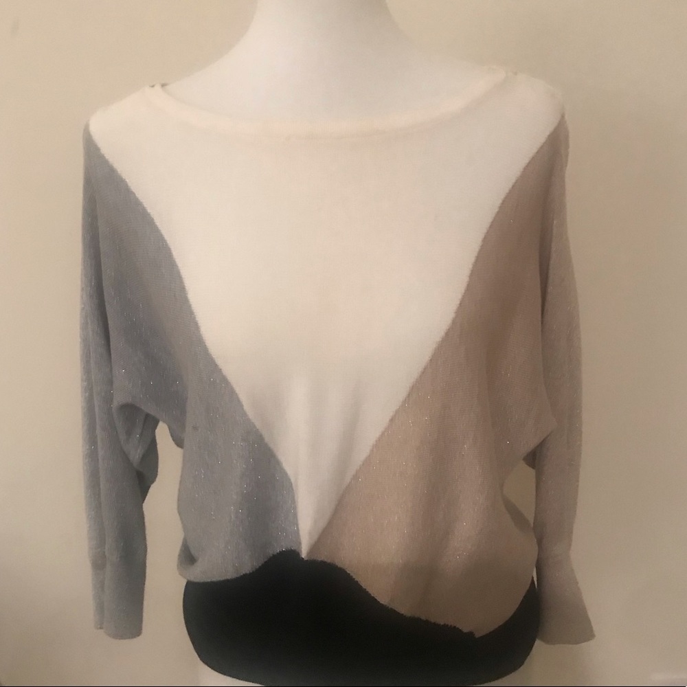 Whiter House Black  Market shimmer knit top